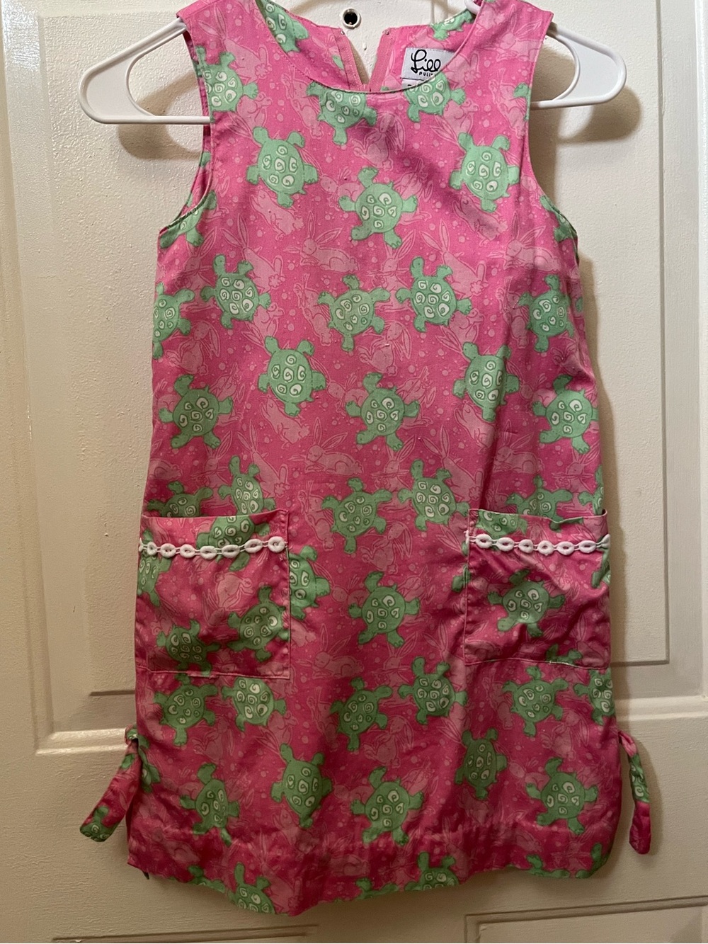 Girls Lilly Pulitzer Pink Shift Dress w/Green Turtle Print and matching purse
